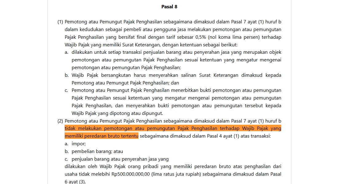 Pasal 8 ayat (2) PMK Nomor 164/PMK.03/2023