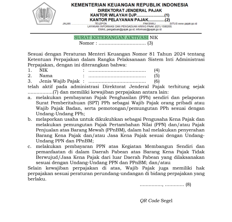 Surat Keterangan Aktivasi NIK