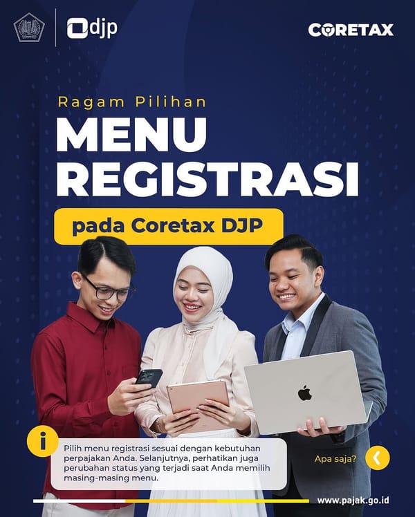Ragam pilihan menu Registrasi di Coretax