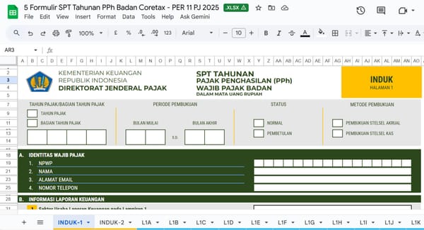 Excel SPT Tahunan PPh Badan